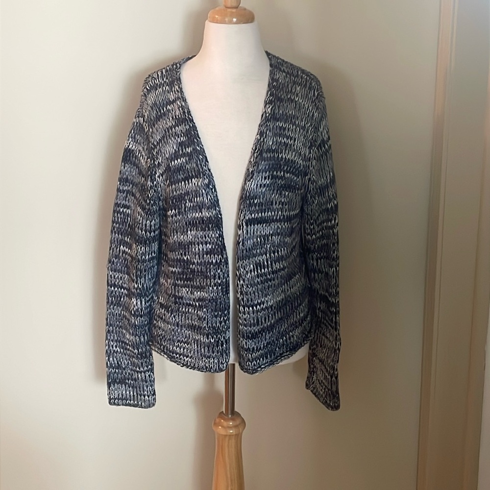 EUC Woman’s Small Long Sleeve Blue & Grey J. Jill Marled Open Cardigan Sweater